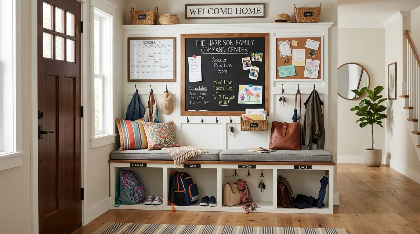 Make space for school papers forms and active reminders inspiration for a home command center.